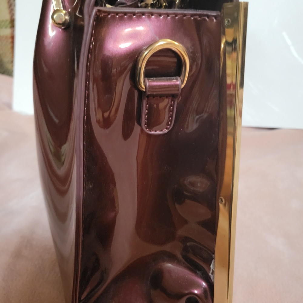 Bebe Metallic Burgandy Women's Bag NEW - Picture 6 of 11